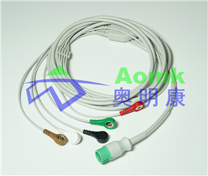 心电导联线3.5M(科曼12针一体五导联线-按扣美标）AE069I5SI