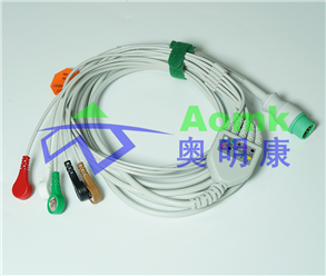 心电导联线3.5M（迈瑞T5--12PIN-一体五导联线-按扣美标）
